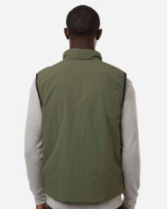 Weatherproof 26714 Men’s Commuter Tech Vest – Grape Leaf (on model back)