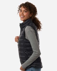 Weatherproof W26717 Women’s Lightweight Poly-filled Packable Vest – Black (on model side)