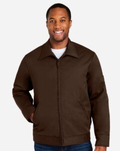 Harriton M721 Unisex ClimaBloc® Station Jacket – Dark Mocha (on model)