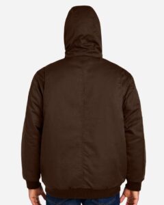 Harriton M722 Unisex ClimaBloc® Heavyweight Hooded Full-Zip Jacket – Dark Mocha (on model back)