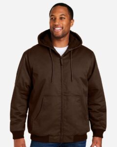 Harriton M722 Unisex ClimaBloc® Heavyweight Hooded Full-Zip Jacket – Dark Mocha (on model)