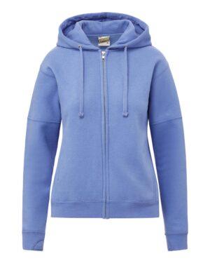 MV Sport W25165 Women’s Vintage Fleece Hooded Full-Zip Sweatshirt – Blue Iris