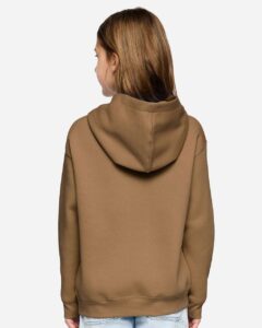 LAT 2296 Youth Hoodie Sweatshirt – Coyote Brown (on model back)