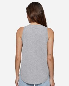 LAT 3592 Women’s Relaxed Fine Jersey Tank – Heather (on model back)