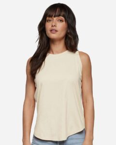 LAT 3592 Women’s Relaxed Fine Jersey Tank – Natural (on model)
