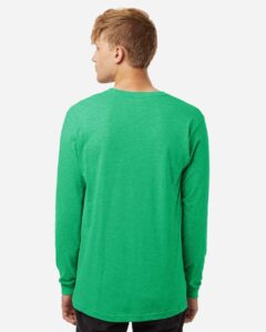 Tultex 202LS Unisex Fine Jersey Long Sleeve T-Shirt – Heather Kelly (on model back)