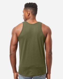 Tultex S105 Unisex Fine Jersey Tank Top – Military Green (on model back)