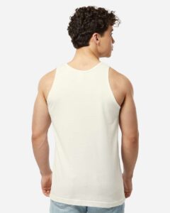 Tultex S105 Unisex Fine Jersey Tank Top – Natural (on model back)