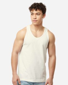Tultex S105 Unisex Fine Jersey Tank Top – Natural (on model)