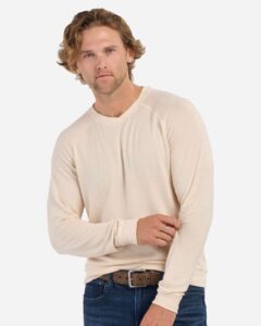 Boxercraft BM1201 Men’s Cuddle Cross-Neck Sweater – Barley (on model)