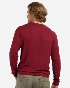 Boxercraft BM1201 Men’s Cuddle Cross-Neck Sweater – Mantra Red (on model back)
