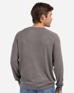 Boxercraft BM1201 Men’s Cuddle Cross-Neck Sweater – Meditation Grey (on model back)