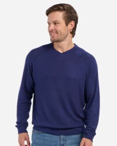 Boxercraft BM1201 Men’s Cuddle Cross-Neck Sweater – Navy (on model)