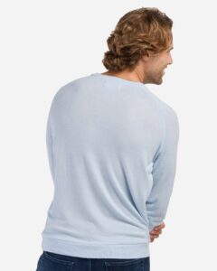 Boxercraft BM1201 Men’s Cuddle Cross-Neck Sweater – Sky Blue (on model back)