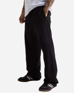Shaka Wear SHGDSSP Unisex Garment-Dyed Straight Leg Sweatpants – Black (on model side)