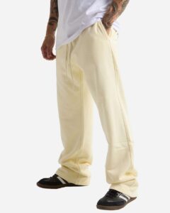 Shaka Wear SHGDSSP Unisex Garment-Dyed Straight Leg Sweatpants – Cream (on model side)