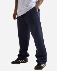 Shaka Wear SHGDSSP Unisex Garment-Dyed Straight Leg Sweatpants – Navy (on model side)
