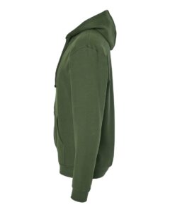Tultex 331 Unisex Full-Zip Hooded Sweatshirt – Military Green (side)