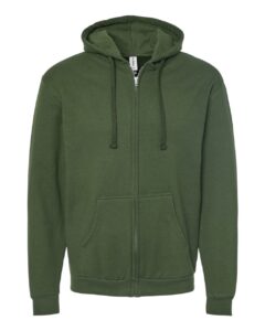 Tultex 331 Unisex Full-Zip Hooded Sweatshirt – Military Green