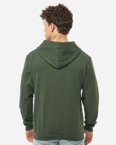 Tultex 331 Unisex Full-Zip Hooded Sweatshirt – Military Green (on model back)