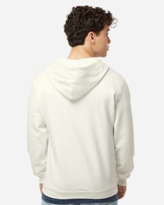 Tultex 331 Unisex Full-Zip Hooded Sweatshirt – Natural (on model back)