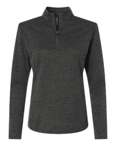 AllPro 4HM70L Women’s Pro-Lock Performance Mélange Quarter-Zip Pullover – Black Melange