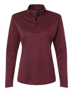 AllPro 4HM70L Women’s Pro-Lock Performance Mélange Quarter-Zip Pullover – Maroon Melange