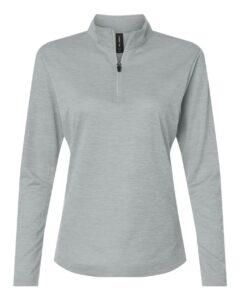 AllPro 4HM70L Women’s Pro-Lock Performance Mélange Quarter-Zip Pullover – Silver Melange