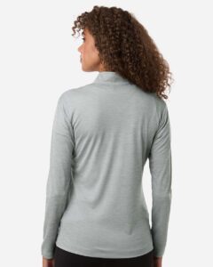 AllPro 4HM70L Women’s Pro-Lock Performance Mélange Quarter-Zip Pullover – Silver Melange (on model back)