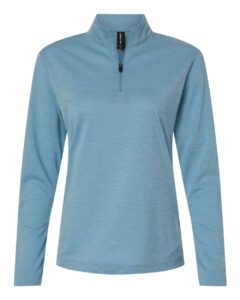 AllPro 4HM70L Women’s Pro-Lock Performance Mélange Quarter-Zip Pullover – Cloud Blue Melange