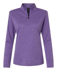 AllPro 4HM70L Women’s Pro-Lock Performance Mélange Quarter-Zip Pullover – Violet Melange