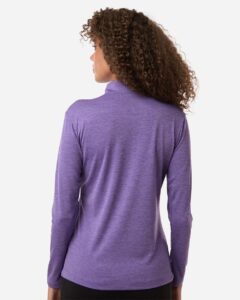 AllPro 4HM70L Women’s Pro-Lock Performance Mélange Quarter-Zip Pullover – Violet Melange (on model back)