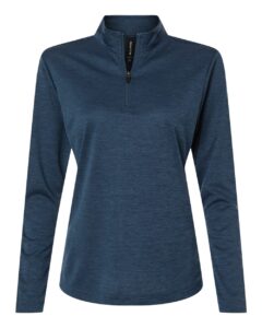 AllPro 4HM70L Women’s Pro-Lock Performance Mélange Quarter-Zip Pullover – Navy Melange