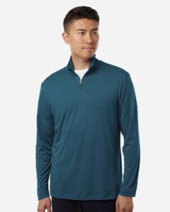 AllPro 41870 Men’s Pro-Lock Performance Quarter-Zip Pullover – Atlantic Blue (on model)