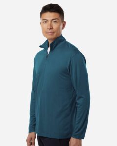 AllPro 41870 Men’s Pro-Lock Performance Quarter-Zip Pullover – Atlantic Blue (on model side)