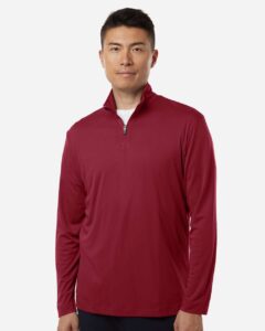 AllPro 41870 Men’s Pro-Lock Performance Quarter-Zip Pullover – Cardinal (on model)