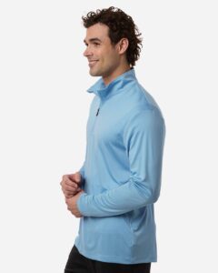 AllPro 41870 Men’s Pro-Lock Performance Quarter-Zip Pullover – Carolina Blue (on model side)