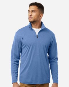 AllPro 41870 Men’s Pro-Lock Performance Quarter-Zip Pullover – Heather Royal (on model)