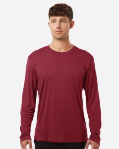 AllPro 48400 Unisex Pro-Lock Performance Long Sleeve T-Shirt – Cardinal (on model)