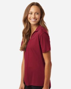 AllPro 41800L Women’s Pro-Lock Performance Polo – Cardinal (on model side)