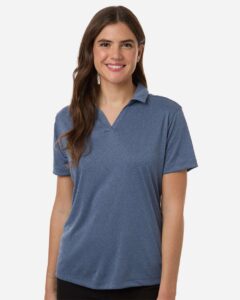 AllPro 41800L Women’s Pro-Lock Performance Polo – Heather Navy (on model)