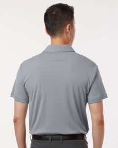 AllPro 41800T Men’s Tall Pro-Lock Performance Polo – Heather Steel (on model back)