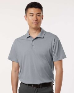 AllPro 41800T Men’s Tall Pro-Lock Performance Polo – Heather Steel (on model)