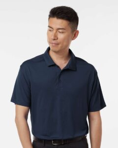 AllPro 41800T Men’s Tall Pro-Lock Performance Polo – Navy (on model)