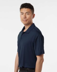 AllPro 41800T Men’s Tall Pro-Lock Performance Polo – Navy (on model side)
