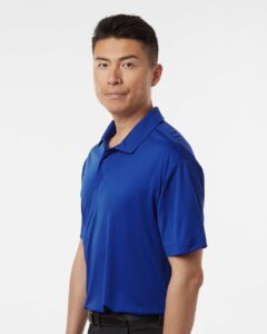 AllPro 41800T Men’s Tall Pro-Lock Performance Polo – Royal (on model side)