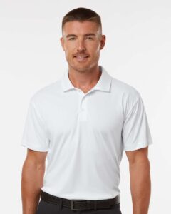 AllPro 41800T Men’s Tall Pro-Lock Performance Polo – White (on model)