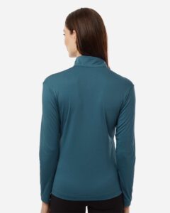 AllPro 41870L Women’s Pro-Lock Performance Quarter-Zip Pullover – Atlantic Blue (on model back)