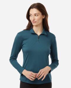 AllPro 41870L Women’s Pro-Lock Performance Quarter-Zip Pullover – Atlantic Blue (on model)