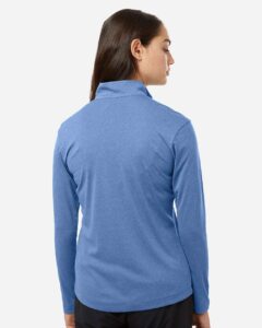 AllPro 41870L Women’s Pro-Lock Performance Quarter-Zip Pullover – Heather Royal (on model back)
